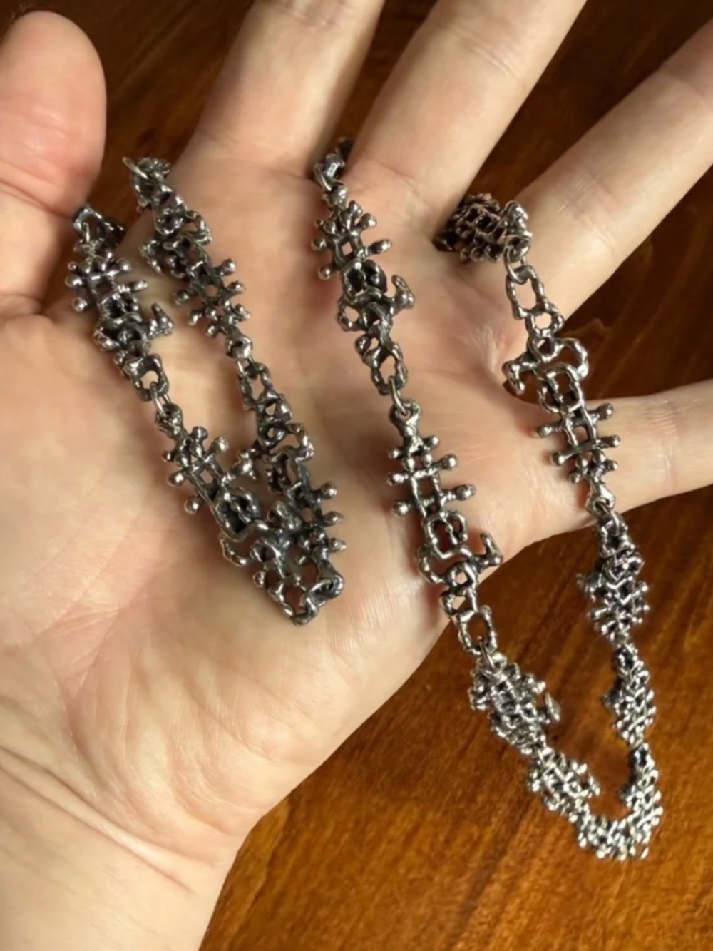 Guy Vidal Brutalist Chain Necklace Zig Zag Modernist Mid Century MCM